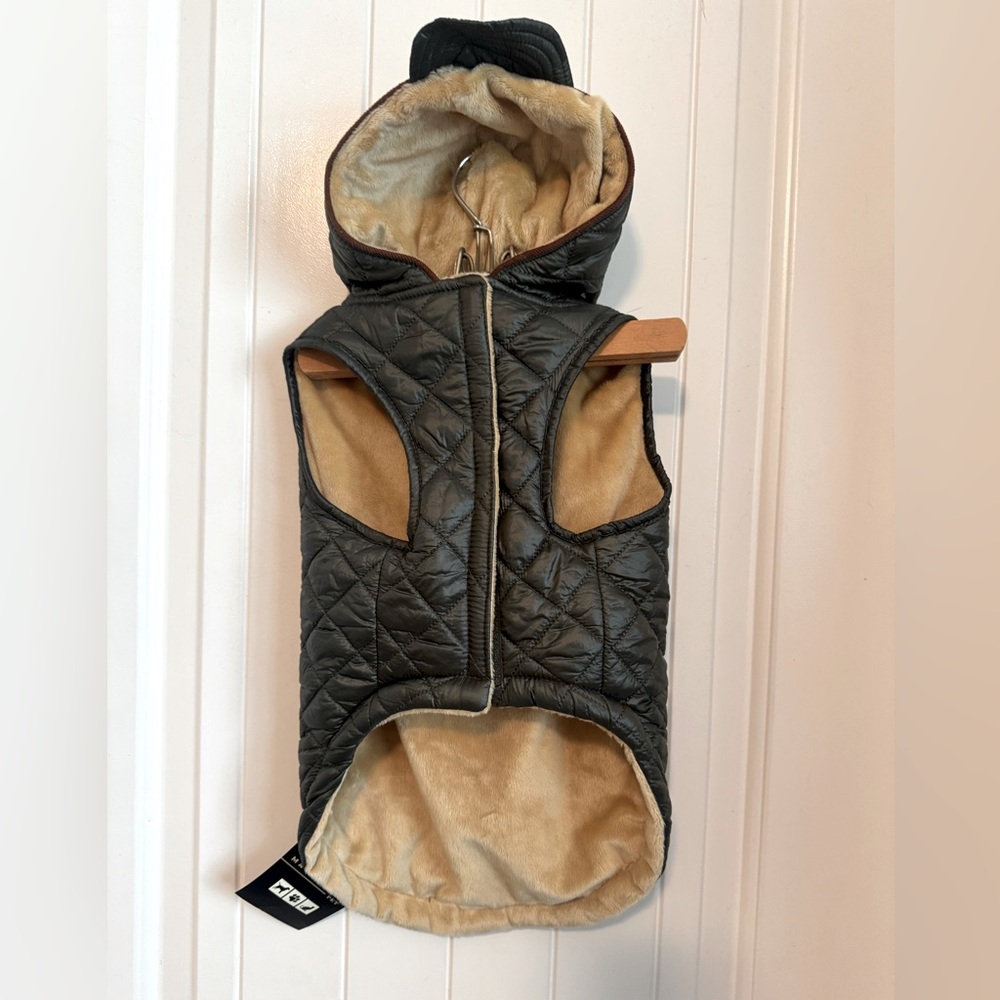 NWT Max Studio Pets Pine Green Quilted Fur Lined Jacket w/Toggles & Hood,Medium